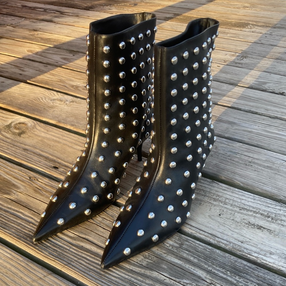 Schultz Studded Black Ankle Boots NWT